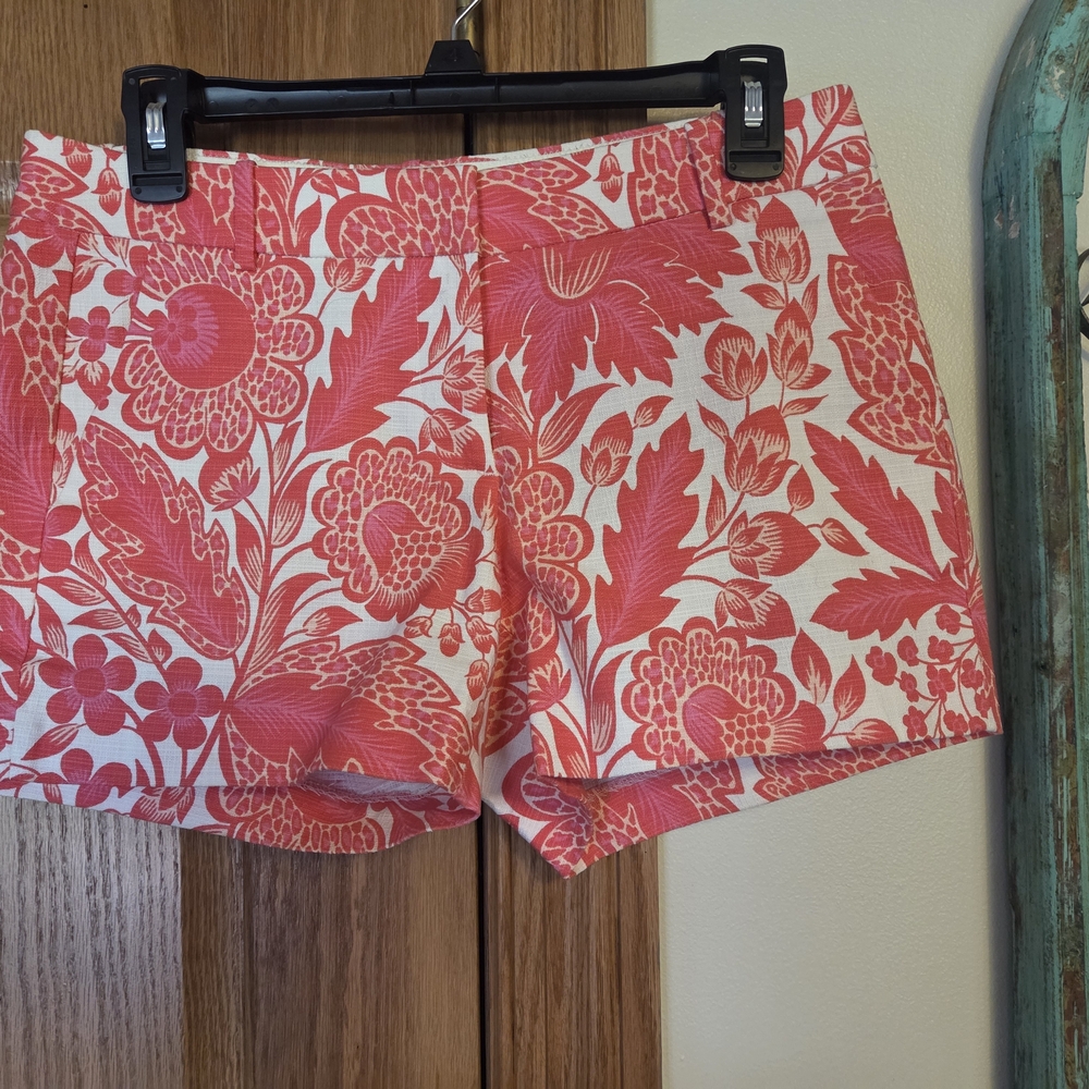 J. Crew High Waist Floral Pink Shorts